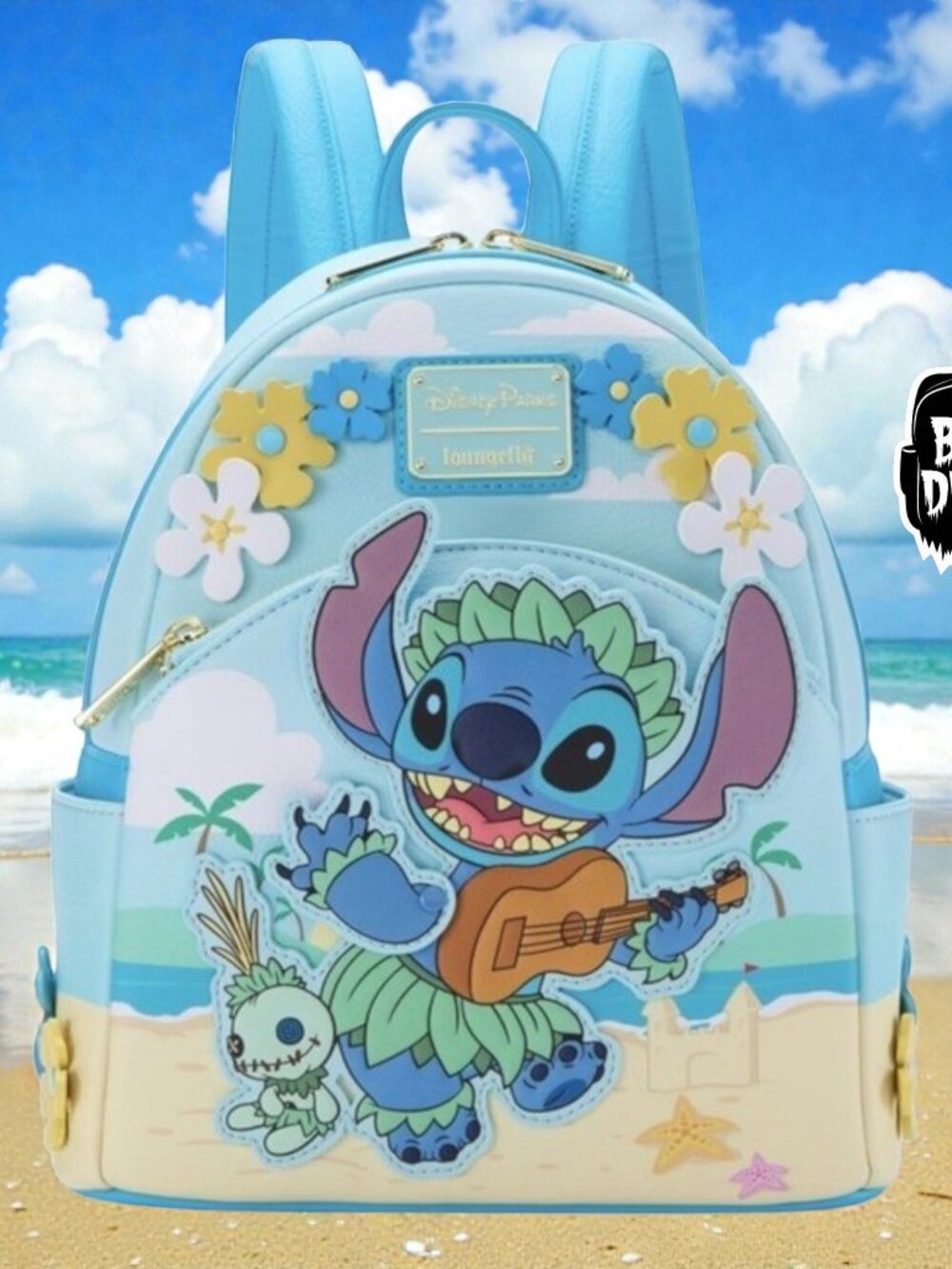 Loungefly Disney Parks Stitch Scrump Flowers Ukulele Mini Backpack